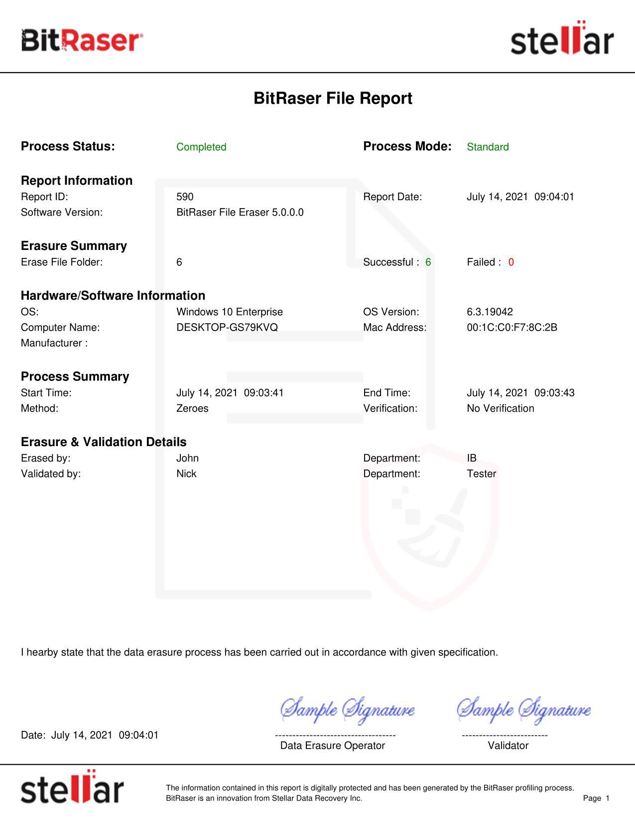 Bitraser Report