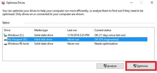 Drive fragmentation optimization