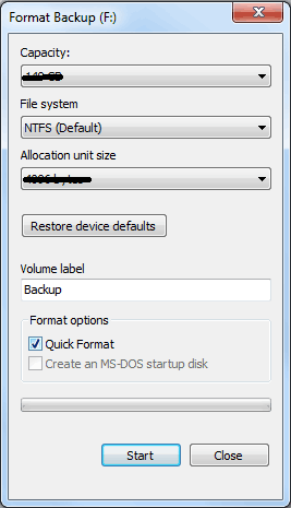 Quick Format Hard Drive