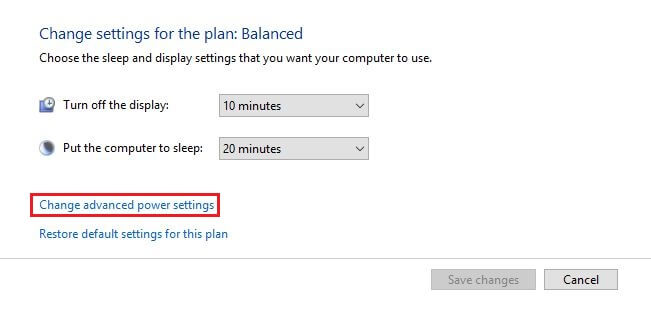 advanced power settings