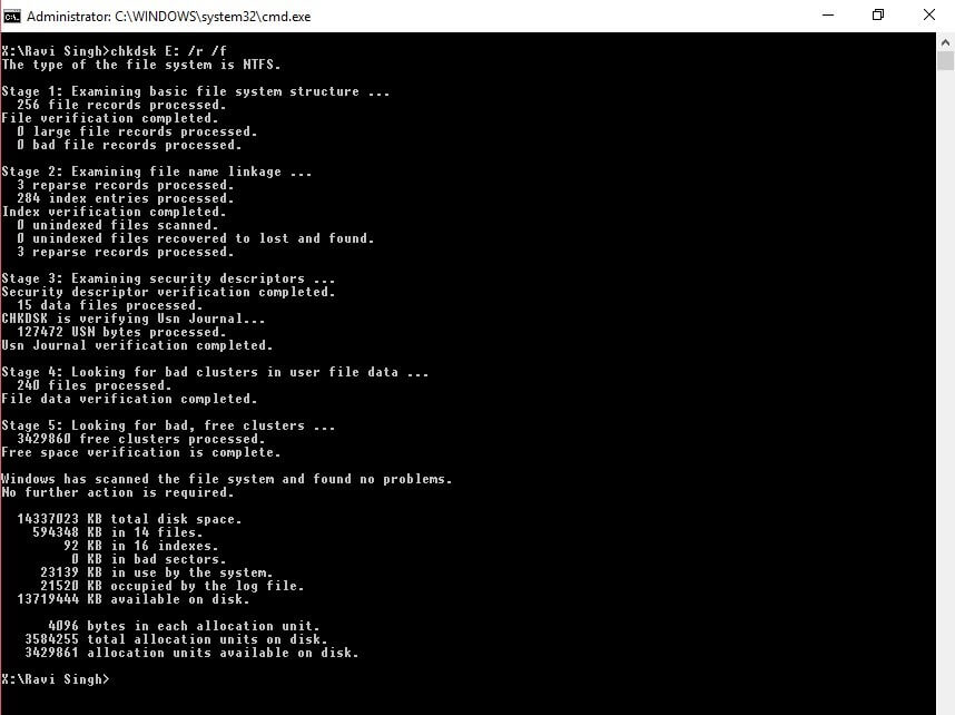 chkdsk scan