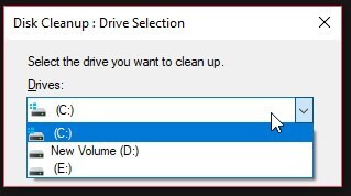 Disk Cleanup Drive Selection