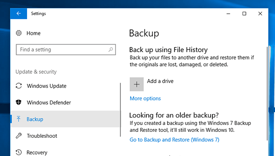 Backup and Restore option