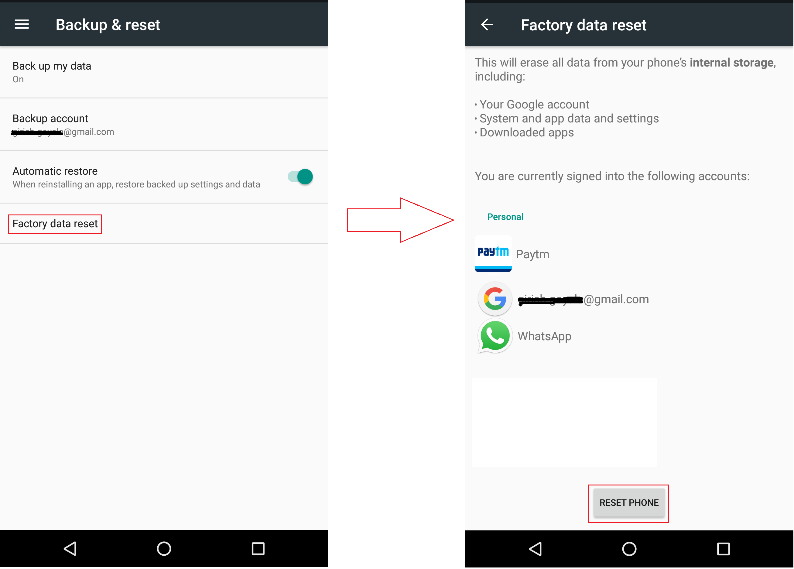 Mobile Factory Data Reset 