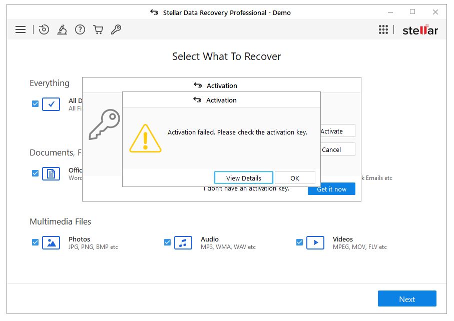  stellar data recovery activation