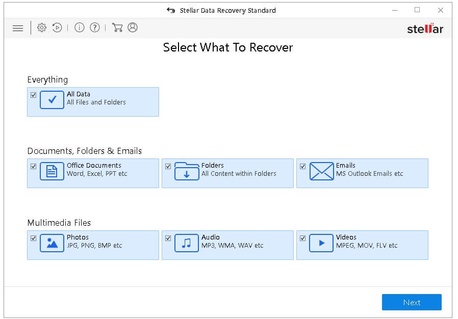 Stellar Data Recovery Software Screen