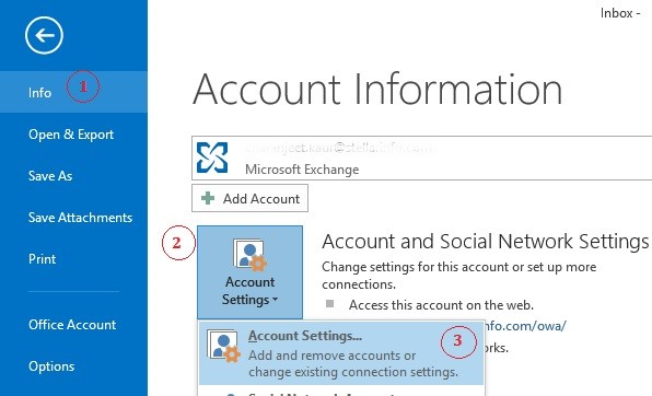 Account Info - Outlook