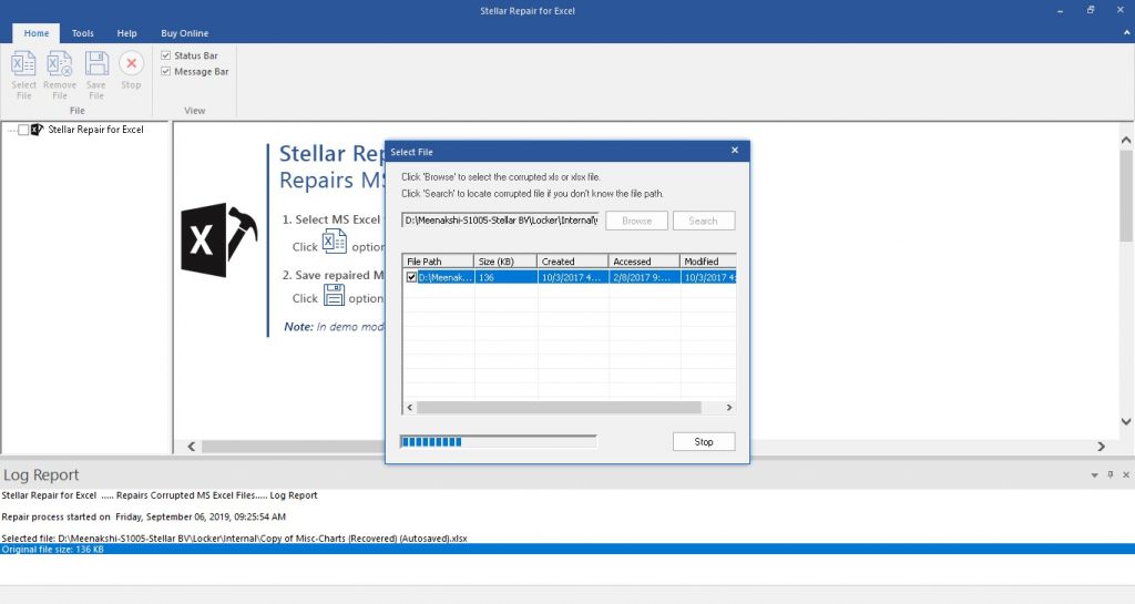 Stellar Repair For Excel Step 3