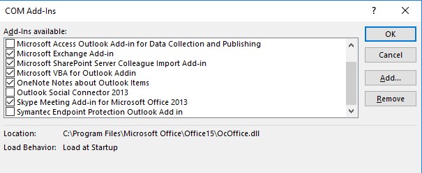 outlook not responding