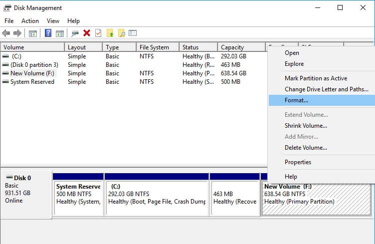 Disk Management utility