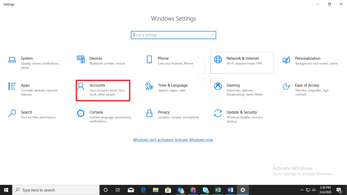 windows setting 