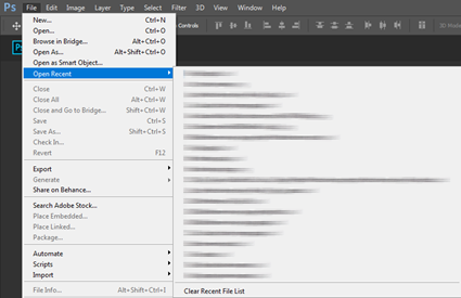 Recent Folder in Photoshop