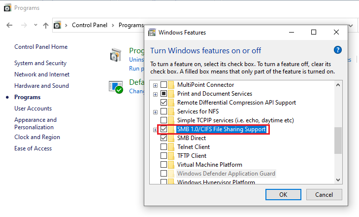 Windows-Feature-file-sharing-support