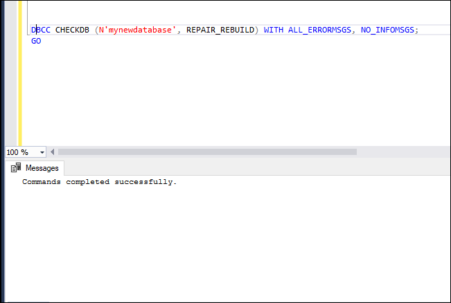 DBCC CHECKDB with REPAIR_REBUILD Argument