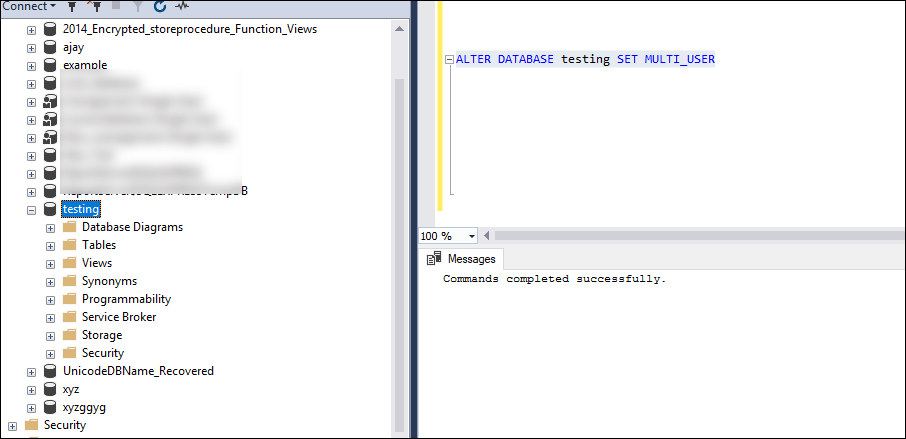 Database_Name SET MULTI_USER