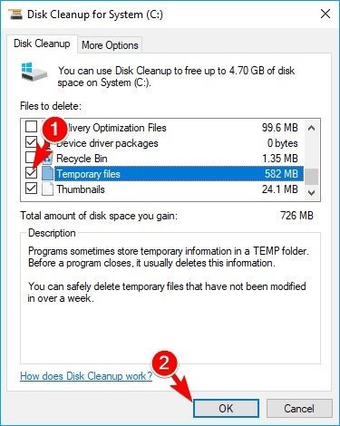 Disk Cleanup in Windows 10