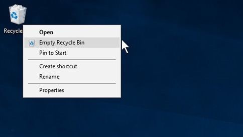 Emptying Recycle Bin in Windows 10