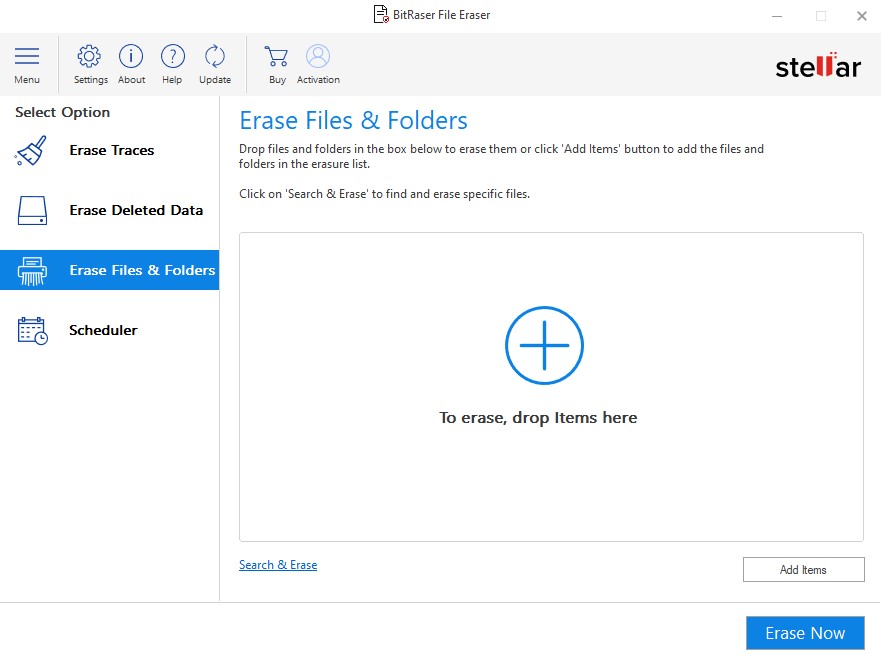 Erase Files and Folders feature