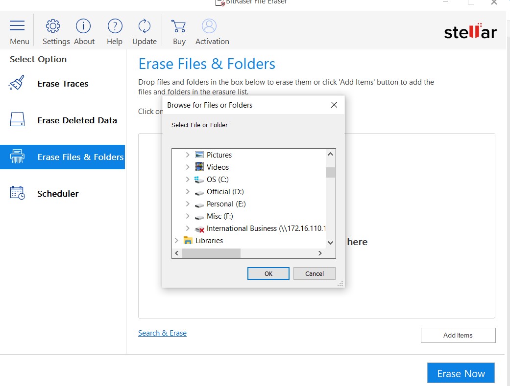 Selecting Files and Folders for Erasure