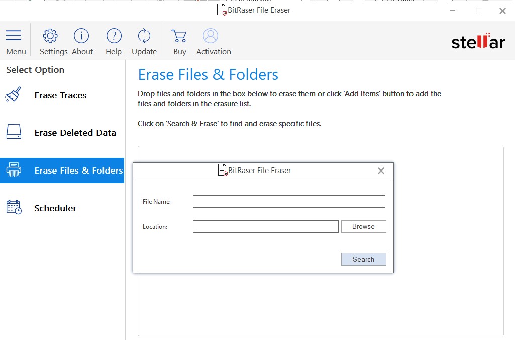 BitRaser File Erasure Search