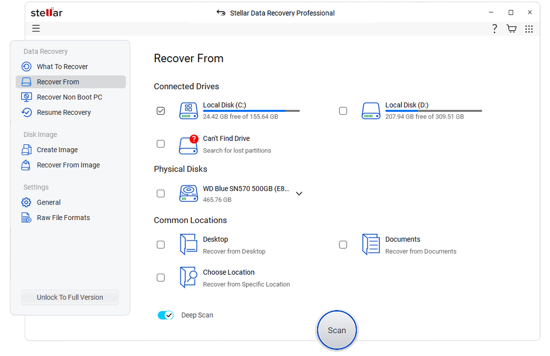 Select the files where you want to recover from