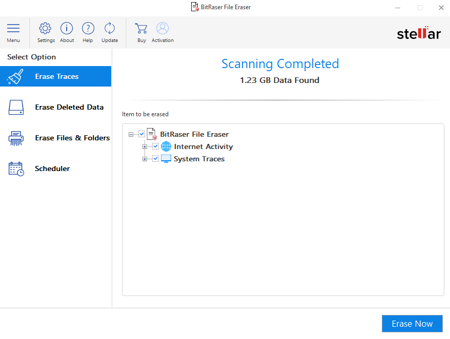 select application traces screen