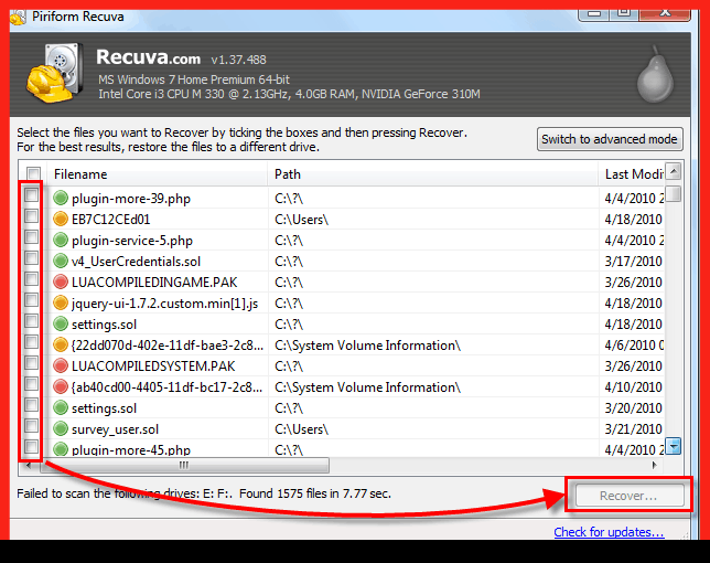 Recuva Shows File is unrecovarable