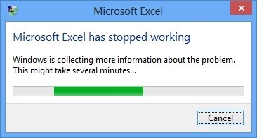Microsoft Excel has stopped working