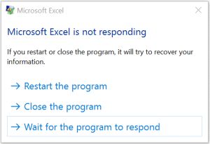 Microsoft Excel is not responding