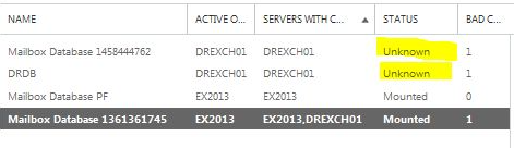 Database Status Unknown