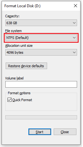 Hard Drive NTFS Format