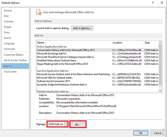 Fix Outlook Not Implemented Error