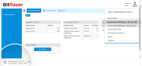 BitRaser Dashboard