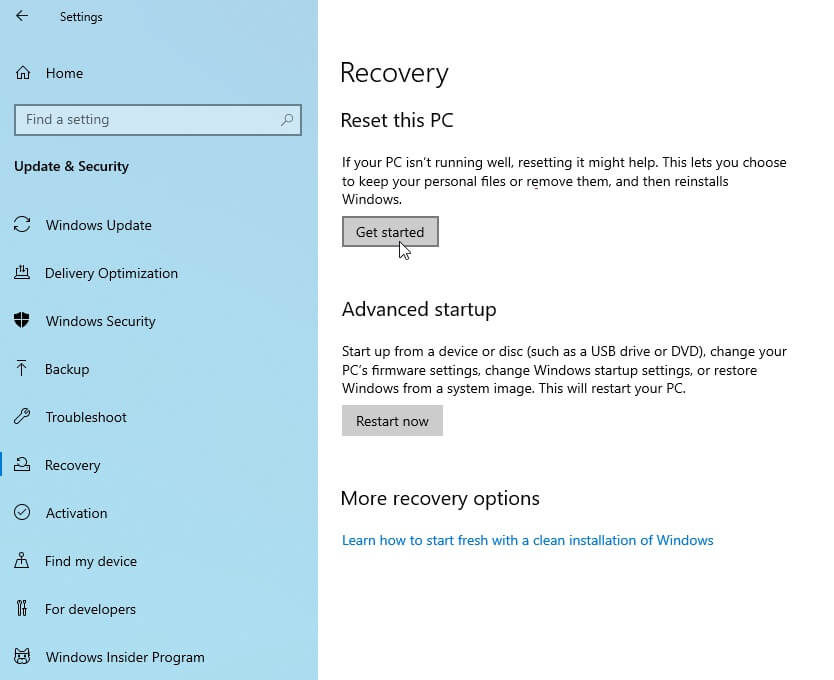 Windows Recovery Screen