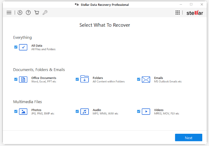 Select what to recover