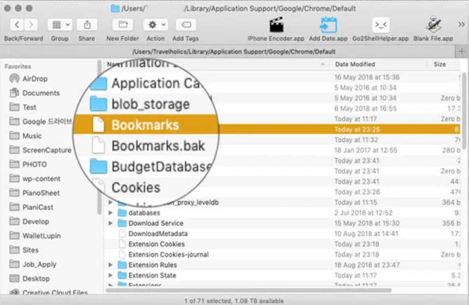 Deleted Chrome Bookmarks on Mac