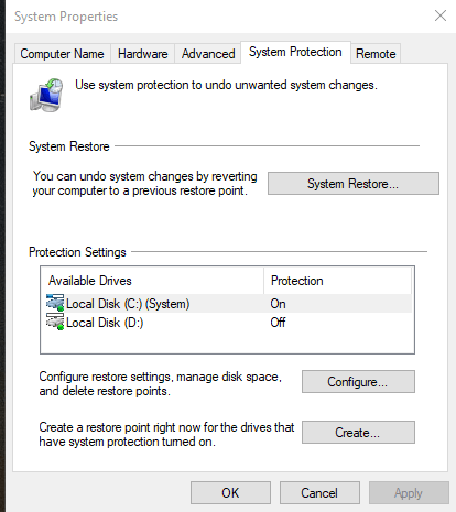 Click System Restore