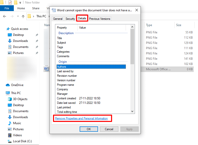 Details tab