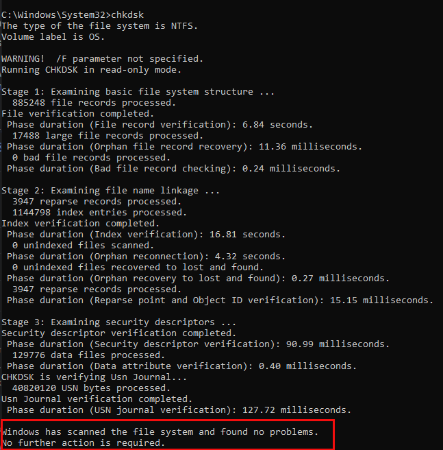 Run a ChkDsk or SFC Utility