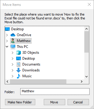 ‘File Could Not Be Found’ Error in Excel
