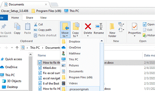 Move the file to a different folder path