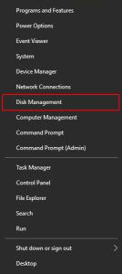 select disk management from windows power menu