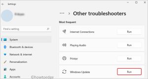 click on run the troubleshooter button