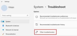 click other troubleshooters button in troubleshoot option