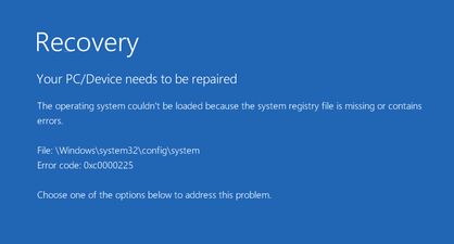 fix error code 0xc0000225 Windows 11