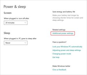 select additional power settings