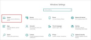 select system in setting