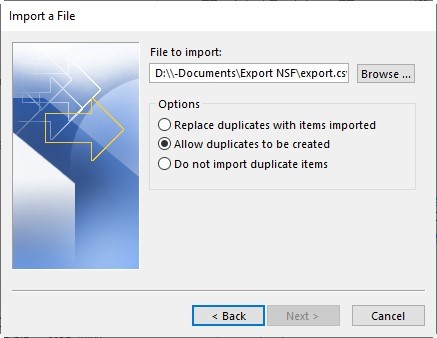 using Lotus IBM Notes Export command