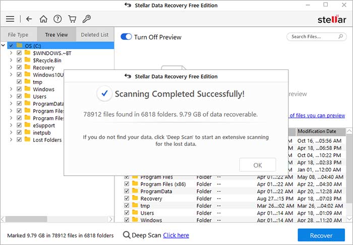 Stellar free data recovery- Deep Scan