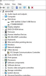 open device manager and find category